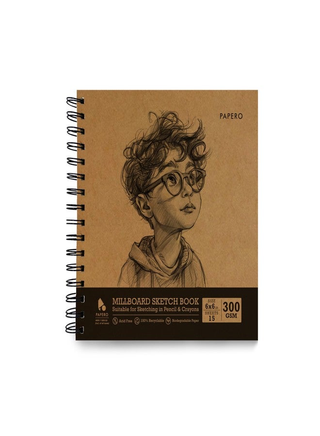 PaperO Millboard Sketchbook - 6 Inch | 300 GSM Premium Sheets | 15 Pages | Metal Wire-O Bound | Ideal for Sketching, Drawing & Mixed Media Art | Design 2 - Image 1